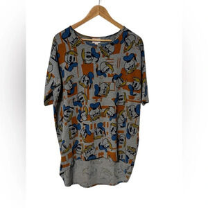 Lularoe Women’s size Small Disney Irma Tunic Top Donald Duck high low hem